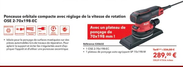 Ponceuse orbitale compacte avec réglage de la vitesse de rotation OSE 2-70x198-EC