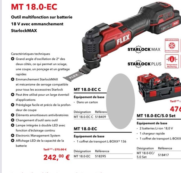 MT 18.0-EC Outil multifonction sur batterie 18 V avec emmanchement StarlockMAX