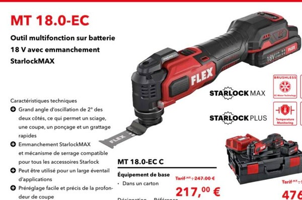 MT 18.0-EC Outil multifonction sur batterie 18 V avec emmanchement StarlockMAX