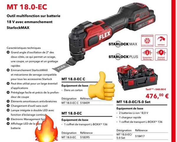 MT 18.0-EC Outil multifonction sur batterie 18 V avec emmanchement StarlockMAX