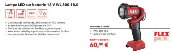 Lampe LED sur batterie 18 V WL 300 18.0 (Copie)