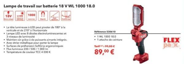 Lampe de travail sur batterie 18 V WL 1000 18.0 (Copie)