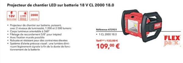 chantier LED sur batterie 18 V CL 2000 18.0 (Copie)
