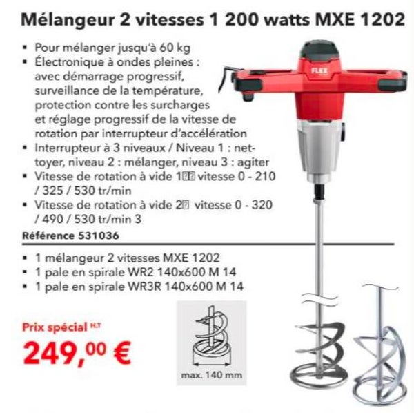 Mélangeur 2 vitesses 1 200 watts MXE 1202