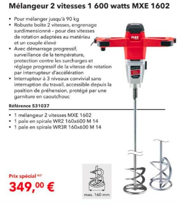 Mélangeur 2 vitesses 1 600 watts MXE 1602