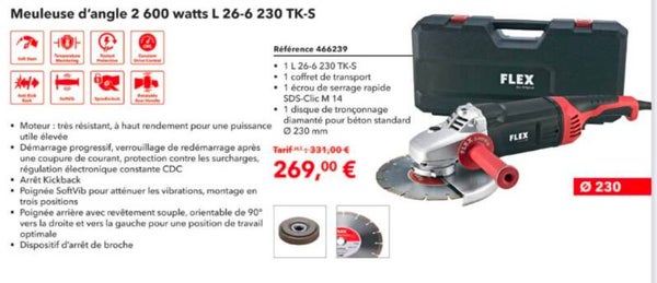 Meuleuse d'angle 2 600 watts L 26-6 230 TK-S