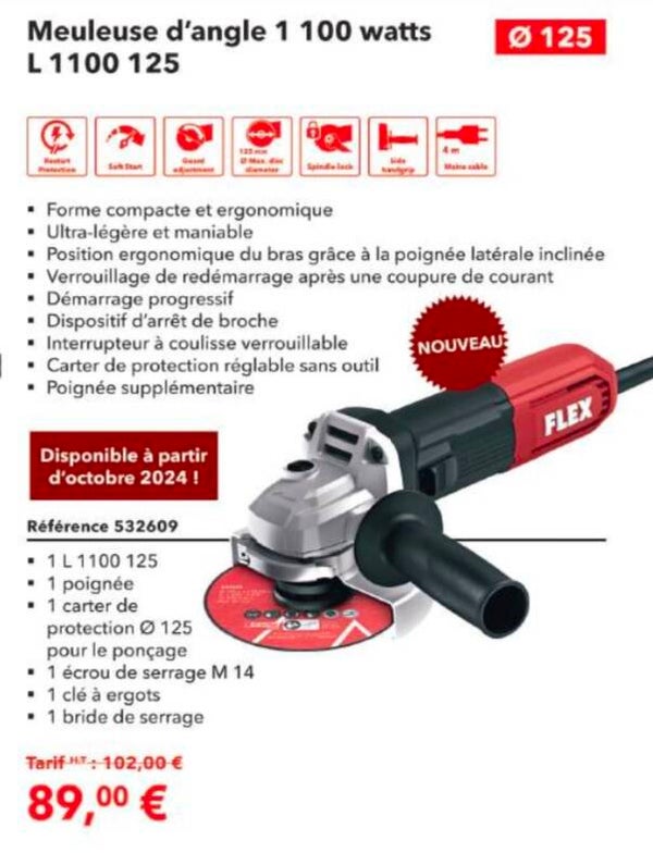 Meuleuse d'angle 1 100 watts L 1100 125