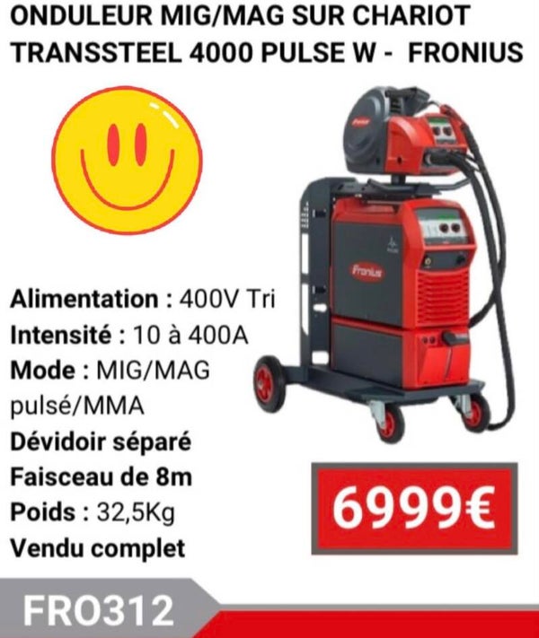 ONDULEUR MIG/MAG SUR CHARIOT TRANSSTEEL 4000 PULSE W - FRONIUS