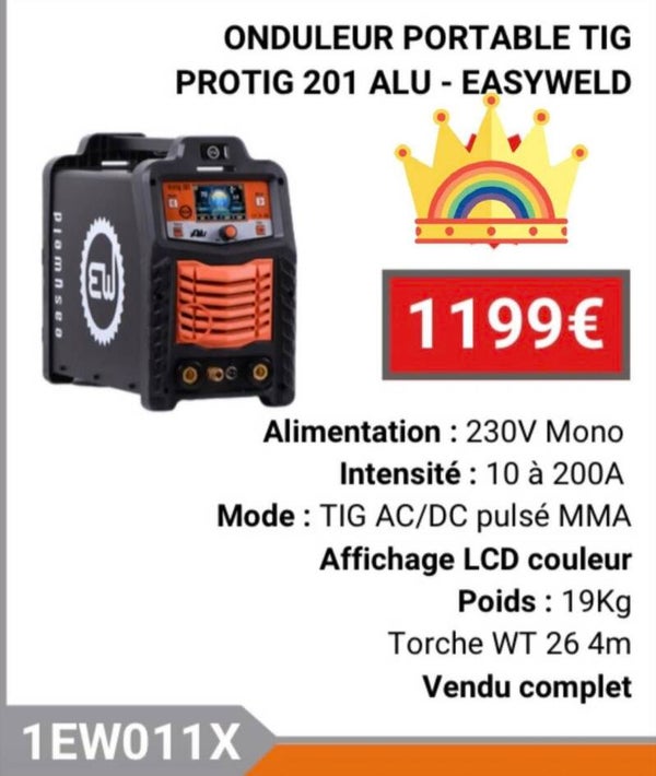 ONDULEUR PORTABLE TIG PROTIG 201 ALU - EASYWELD