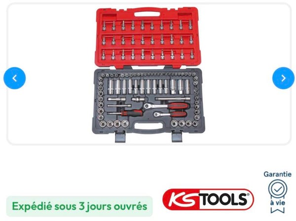 COFFRET DE DOUILLES ET ACCESSOIRES ULTIMATE 1/4 ET 3/8", 100 PIÈCES KS TOOLS 922.0699