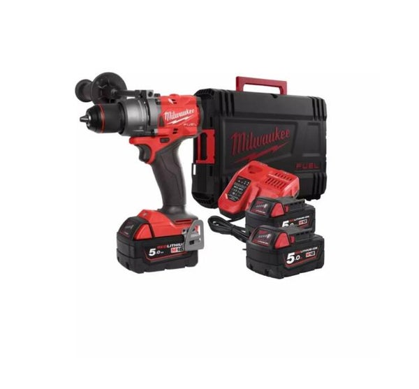 Perceuse à percussion 18V 158 Nm M18 FPD3 502X Fuel - MILWAUKEE - avec 2 batteries 18V 5.0Ah - chargeur - HD Box - 4933479860