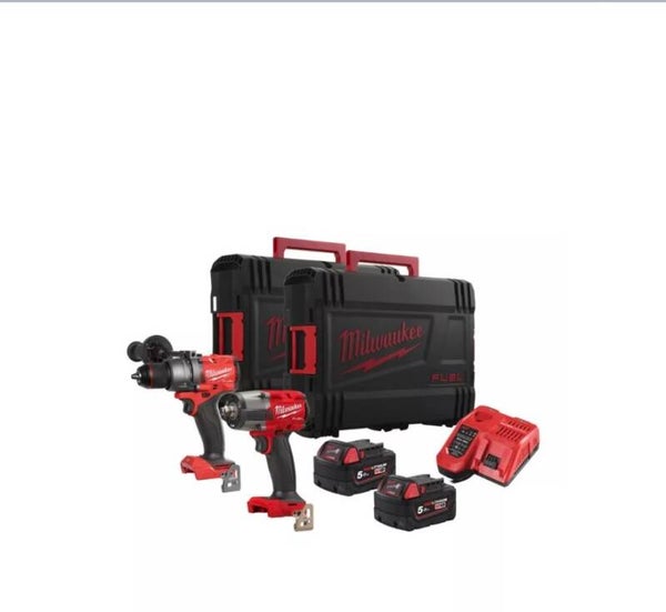 Duo visseuse - boulonneuse M18 FPP2F3-502X - MILWAUKEE - avec 2 batteries 18V 5.0Ah - chargeur rapide - HD BOX - 4933492518