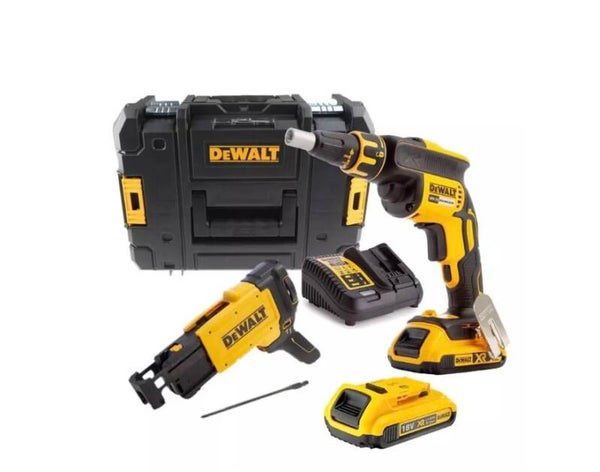 Visseuse plaques de plâtre 18V avec chargeur de vis en TSTAK - DEWALT - avec 2 batteries 18V 2.0Ah + Chargeur - coffret - DCF620D2K