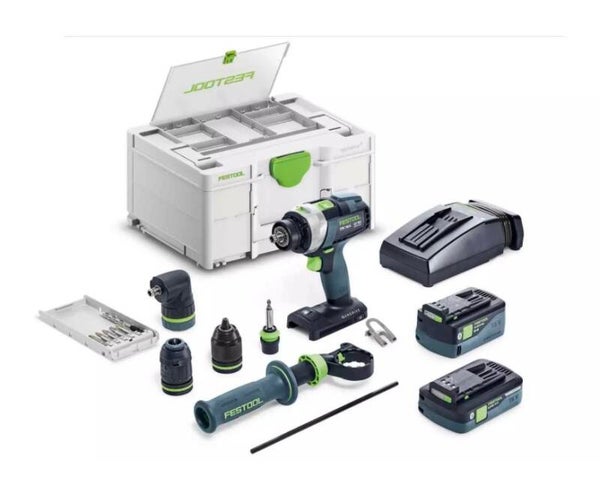 Perceuse-visseuse à percussion sans fil QUADRIVE TPC 18/4 5,0/4,0 I-Set/XL - FESTOOL - avec une batterie 18V 5.0Ah et une 18V 4.0Ah - chargeur - accessoires - Systainer - 577622