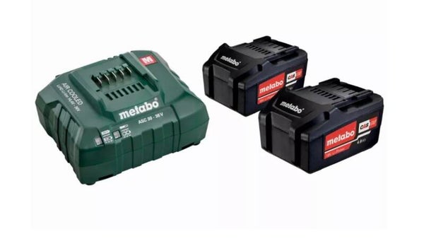 Pack énergie 18V METABO - Pack 2 Batteries 18 volts + chargeur rapide 2 x 4,0 Ah Li-Power, ASC 55, coffret - 685050000