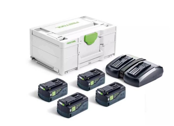 Set énergie SYS 18V - FESTOOL - avec 4 x batterie BP 18v 5,0Ah - chargeur double - Systainer - 577709