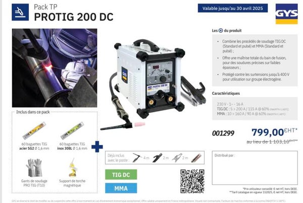 Pack TP PROTIG 200 DC