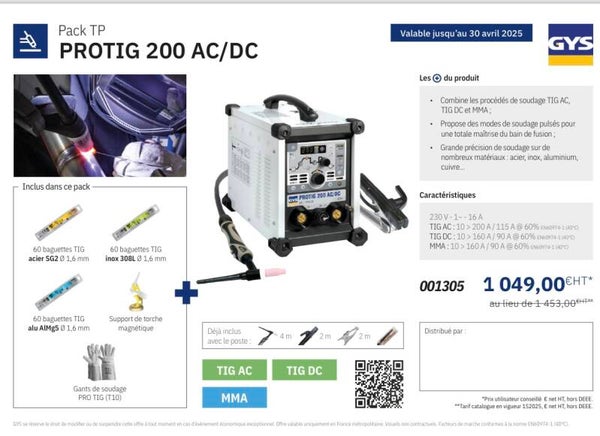 Pack TP PROTIG 200 AC/DC