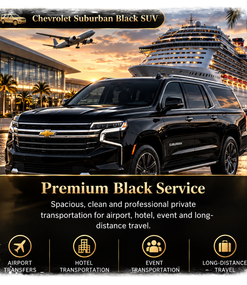 Chevrolet Suburban black SUV for N&J Transportation