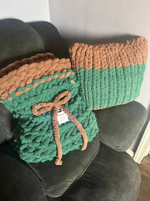 Hunter green and brown