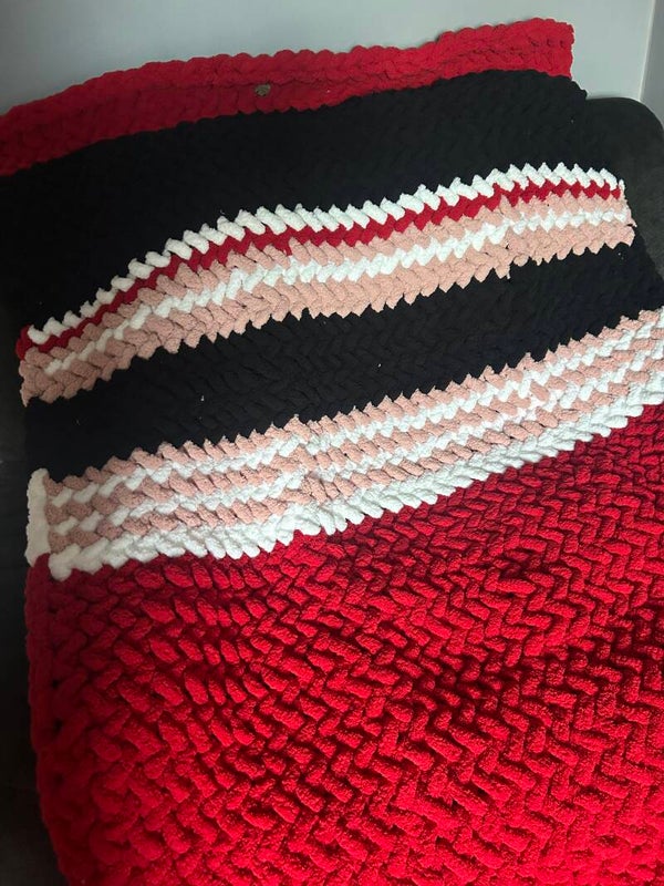 Black, pink, white and red