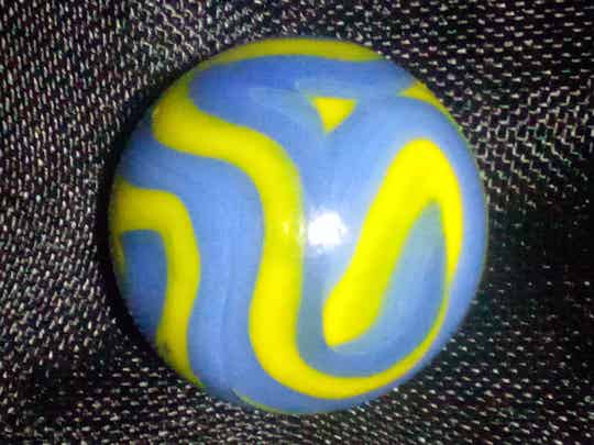 C.A.C Swirl, '9' rare Electric Yellow & Blue Swirl two-color Swirl 5/8-in 9.8 wet mint