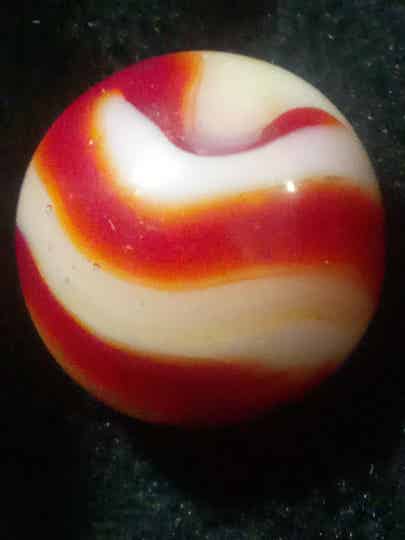 Akro Agate Corkscrew 5/8th red, yellow, and white 9.8