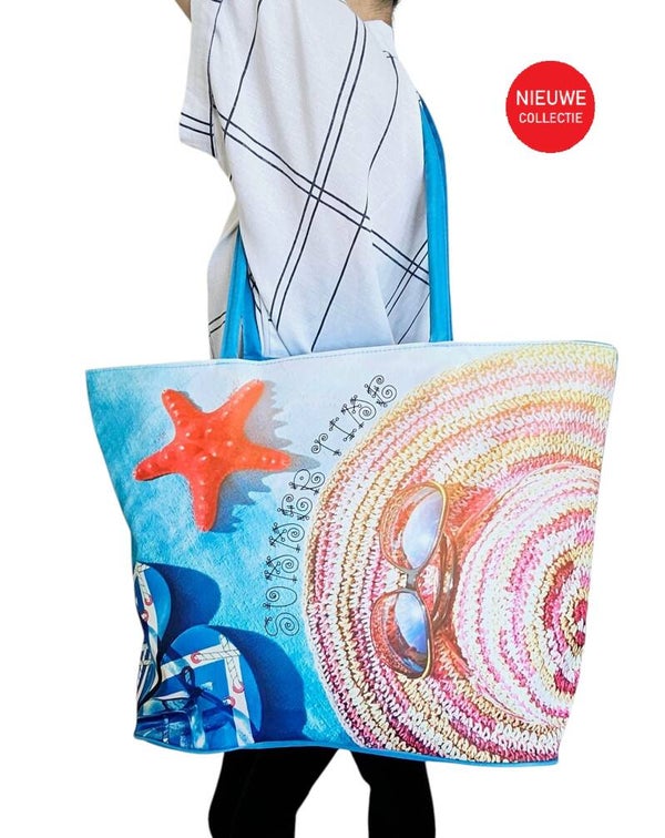 Big Shopper zomer Blauw, Zeester-  50x 35 CM