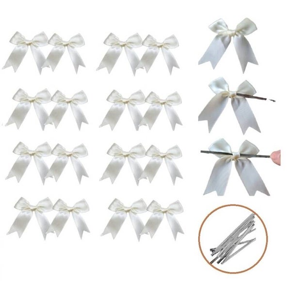 Satijn strikjes wit- 16 stuks