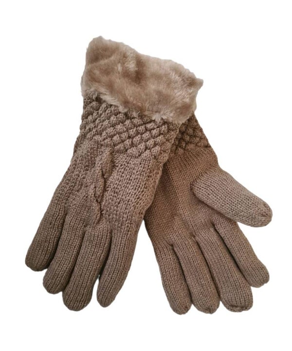Unisex Handschoenen Taupe met voering en Fluffy teddy| Winter/ herfst