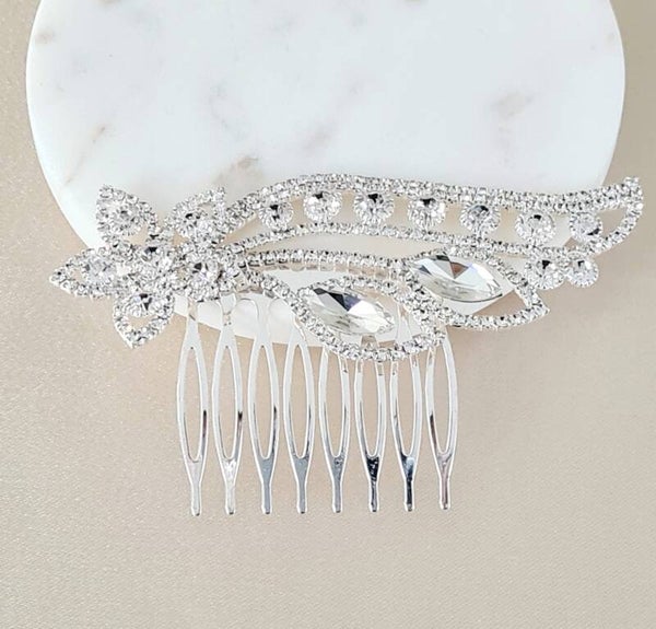 Sierlijke Haarkam Goudkleurig Bloem, Crystal