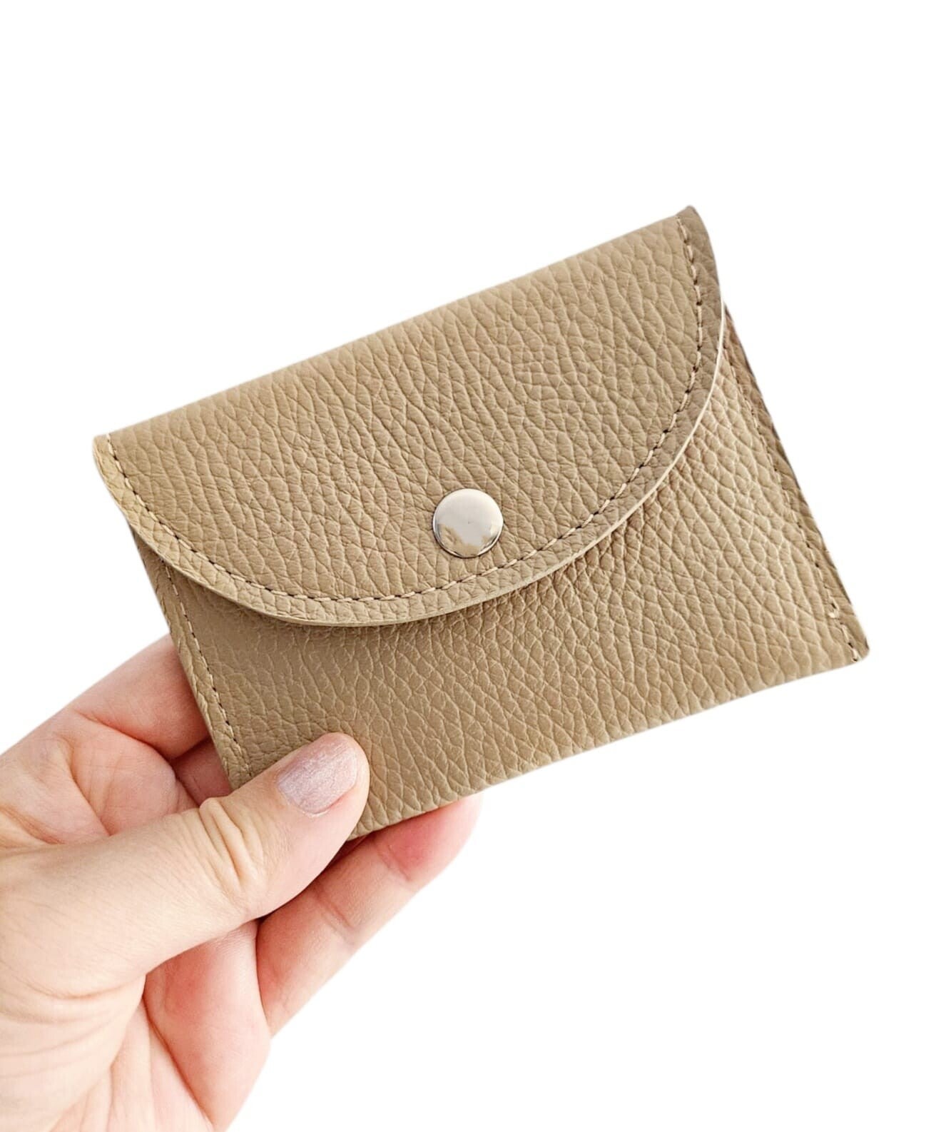 Leder pashouder portemonnee Beige