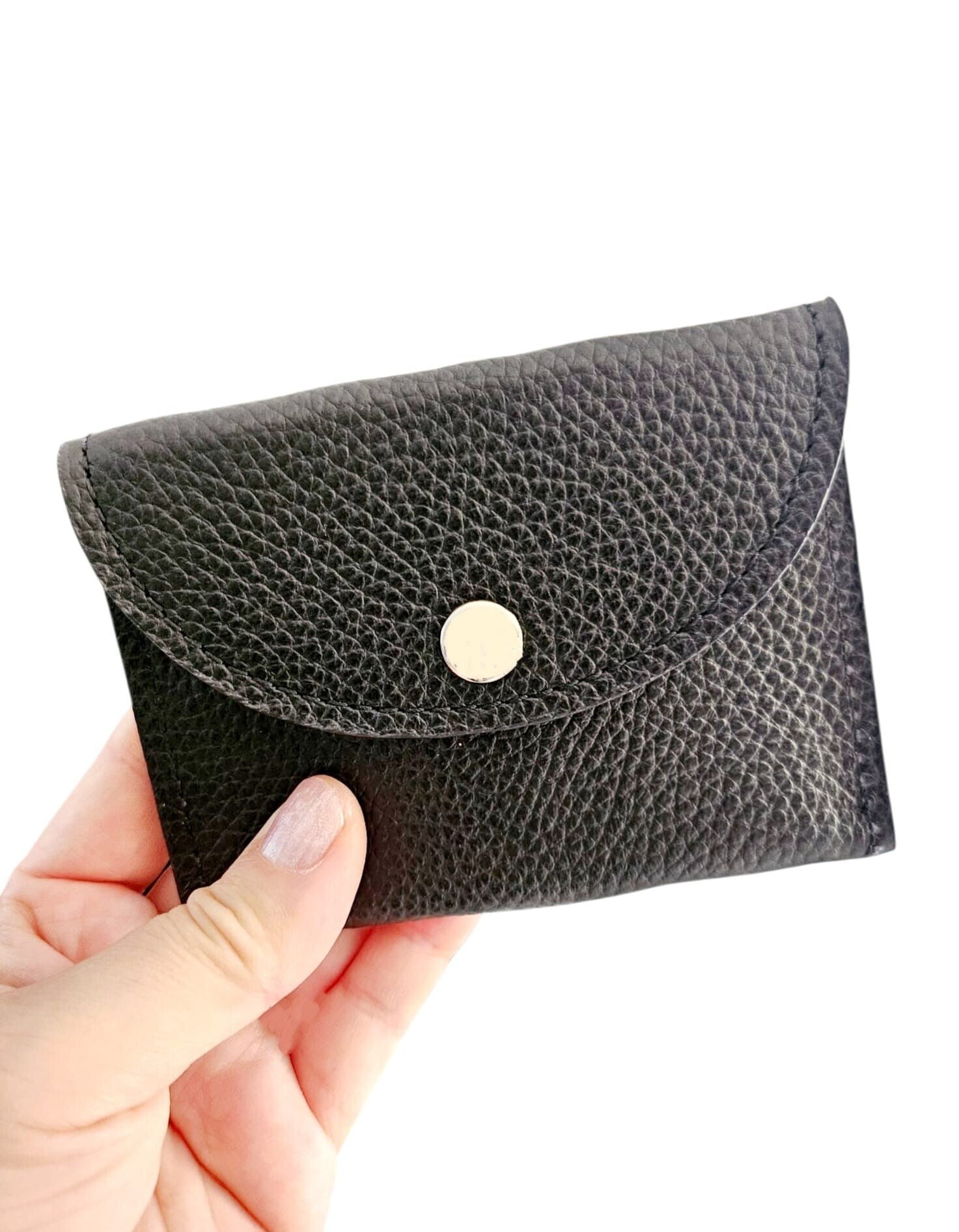 Leder pashouder portemonnee Zwart