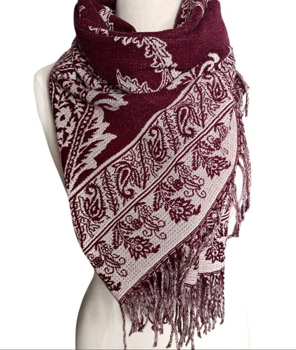 Mooie elegante sjaal  bordeaux rood