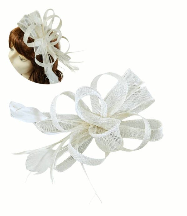 Fascinator Bloem, Veertjes en Gaas Beige