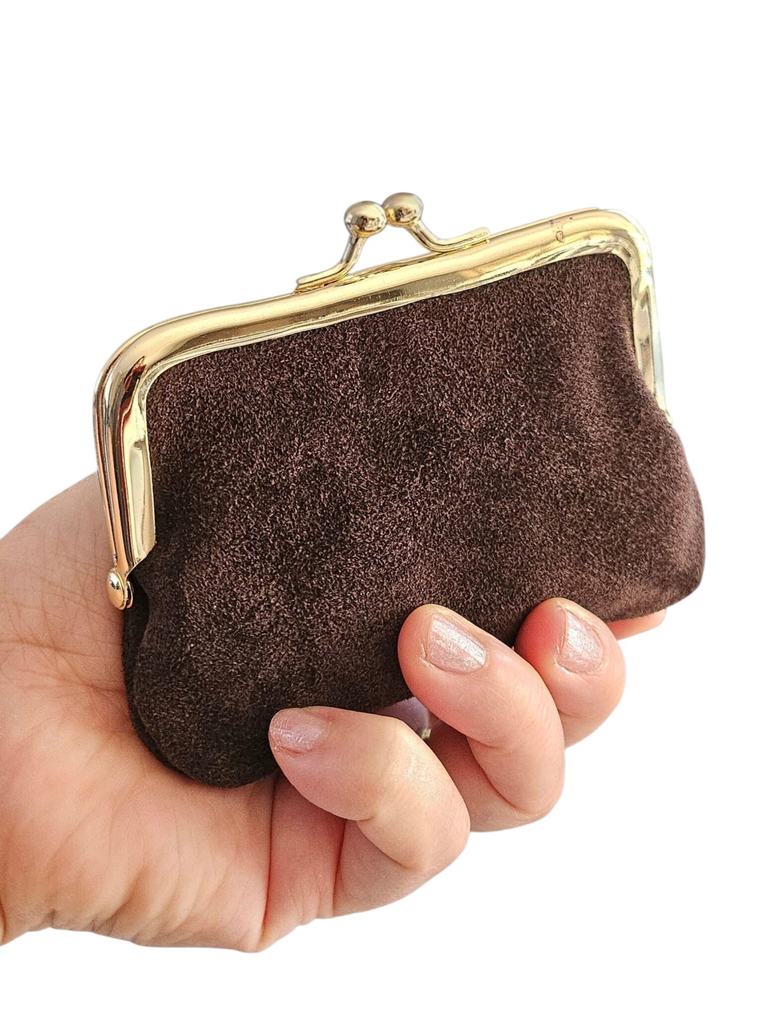 Leder knipportemonnee Bruin