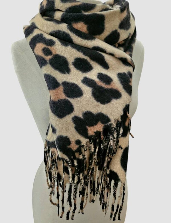 Sjaal Luipaard Beige deels wol