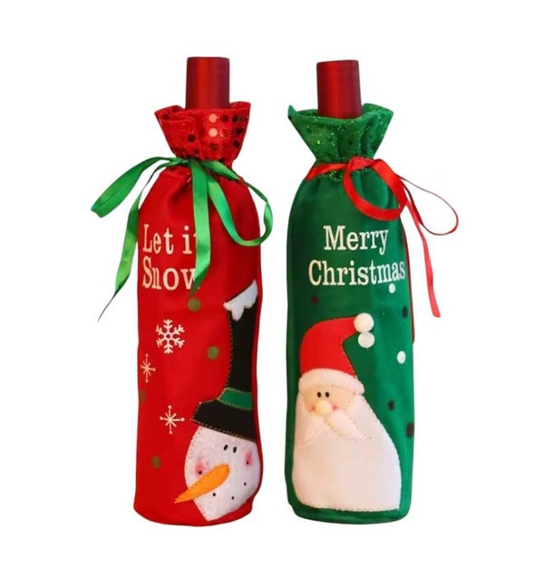 2 stuks Kerst wijnzakken