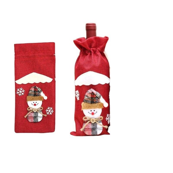 1 stuk Kerst wijnzakken sneeuwpop
