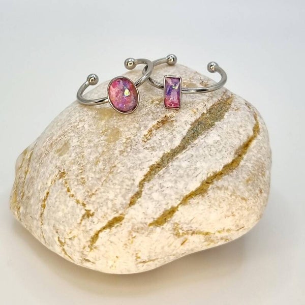 Verstelbare ring | Zilverkleurig - Purple mystery