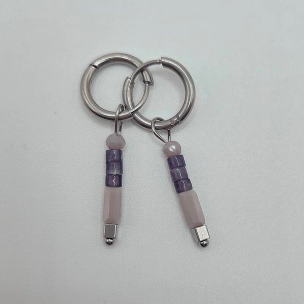 Oorbel | Hazel | Amethist met zoetwaterparel