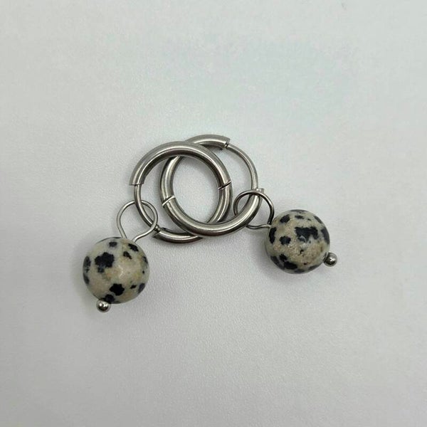 Oorbel | Bol | Dolmatiër jaspis