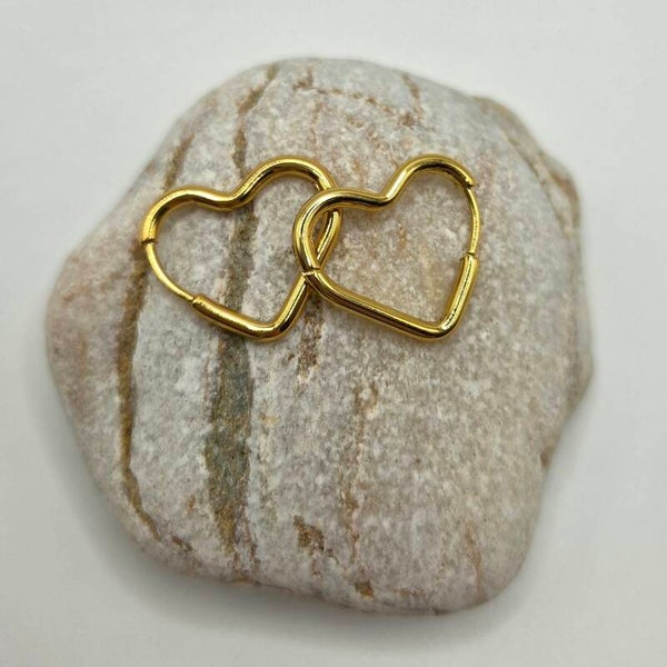 Hartjes creolen (paar) | Goudkleurig Stainless steel