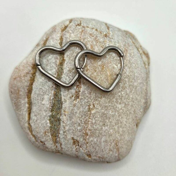 Hartjes creolen (paar) | Zilverkleurig Stainless steel