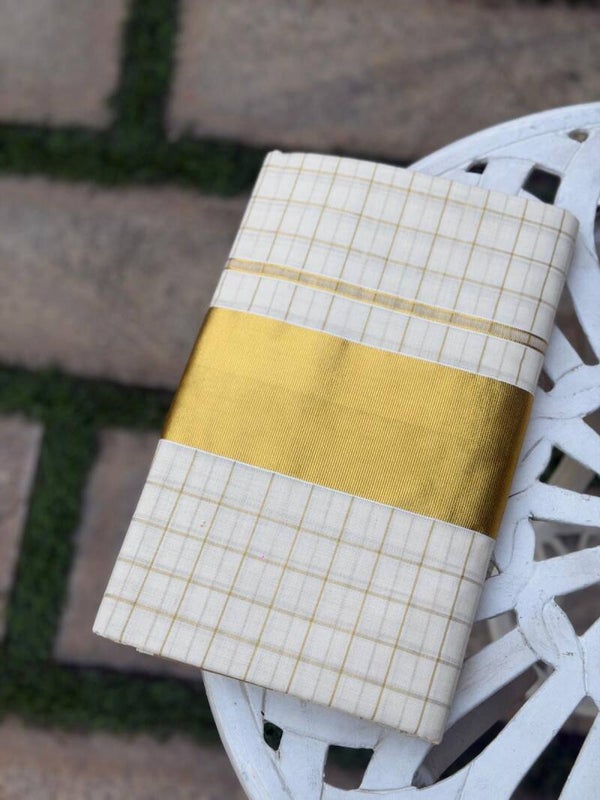 Kerala Kasavu Check Saree