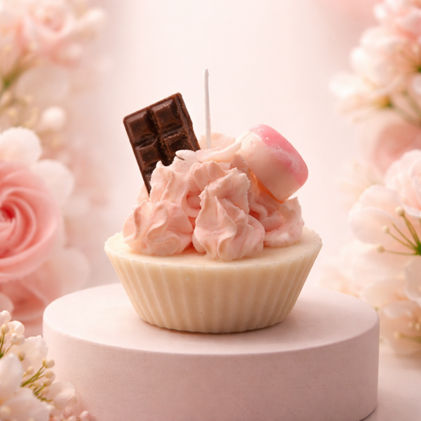 Cupcake Candles roze Vanille, with suprise topping