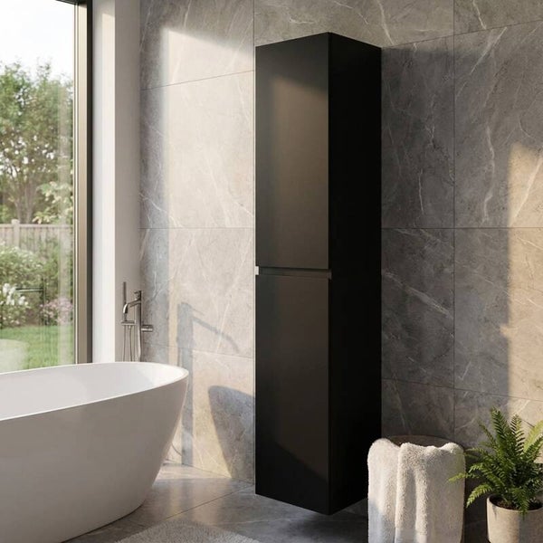 Norvex  - Hoge Kast Linea 170 cm met schuine greep, omkeerbaar – mat zwart