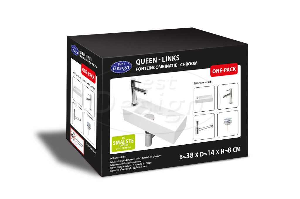 Best Design - One Pack fonteincombinatie Queen Links Glans-Wit