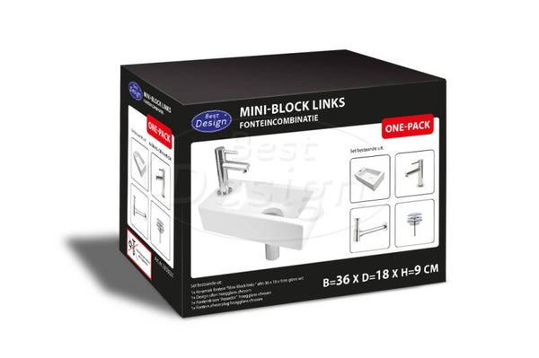 Best Design - One Pack fonteincombinatie Mini-Block Links Glans-Wit