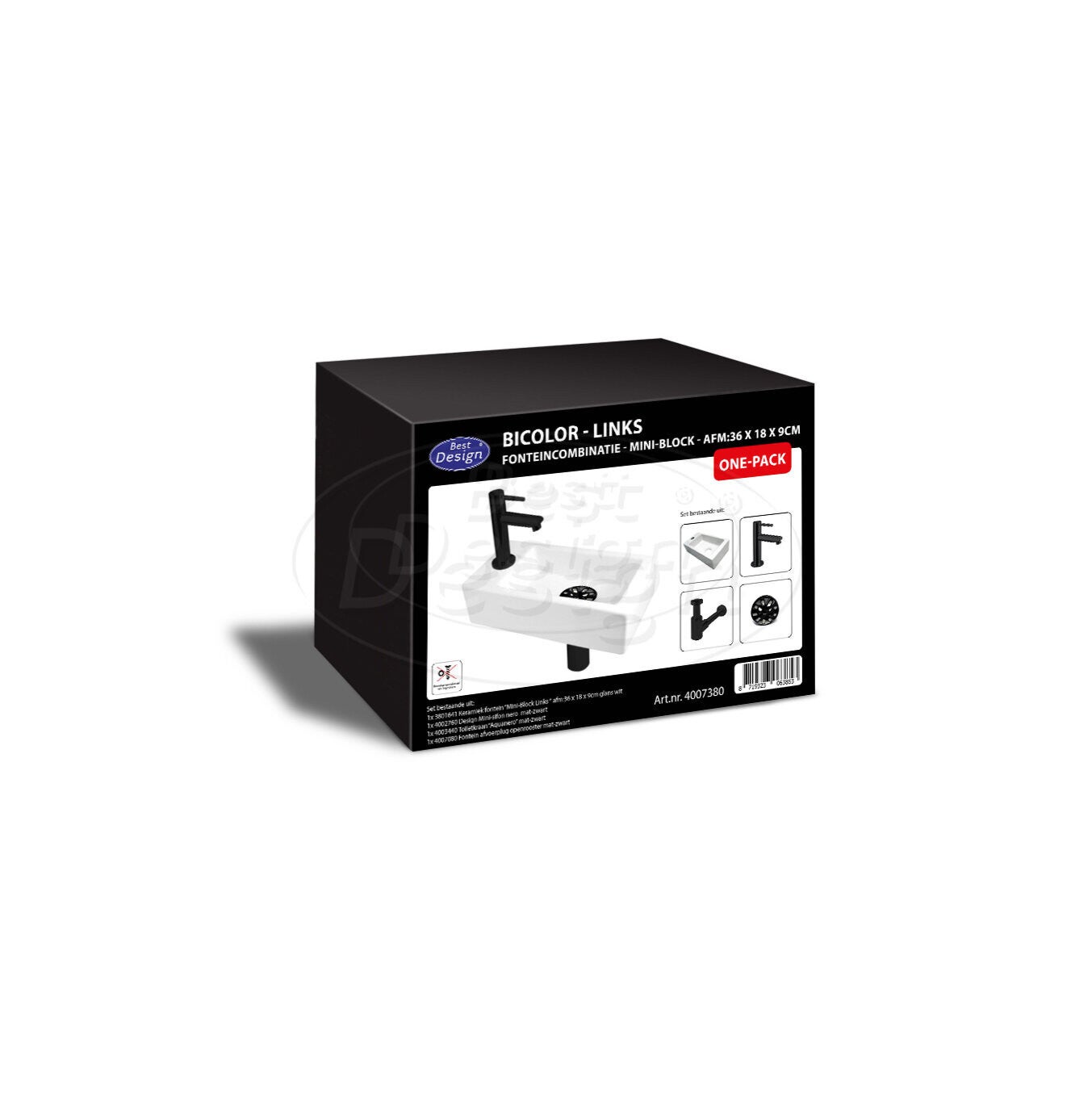Best Design - One Pack fonteincombinatie-Bicolor Mini-Block Links Wit / zwart